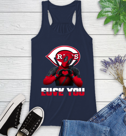MLB Cincinnati Reds Deadpool Love You Fuck You Baseball Sports Racerback Tank 9