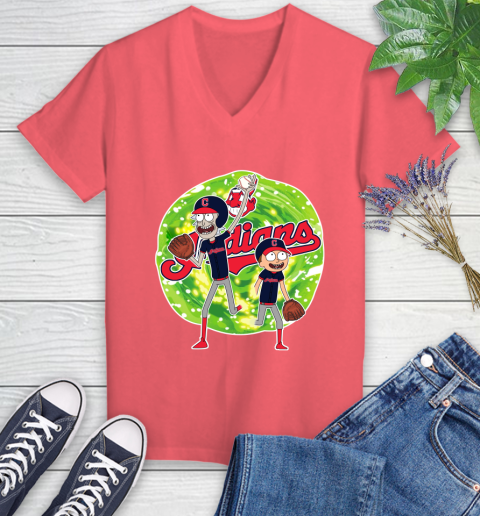 MLB Cleveland Indians Rick And Morty Baseball Sports Women's V-Neck T-Shirt 6
