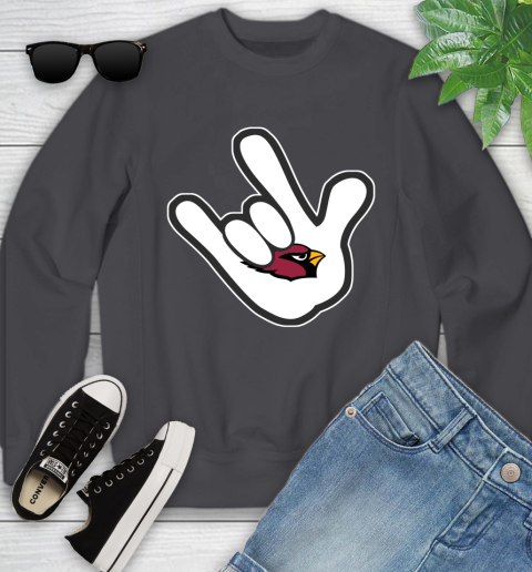 Arizona Cardinals NFL Football Mickey Rock Hand Disney Youth Sweatshirt 6