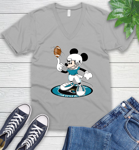NFL Football Jacksonville Jaguars Cheerful Mickey Disney Shirt V-Neck T-Shirt 4