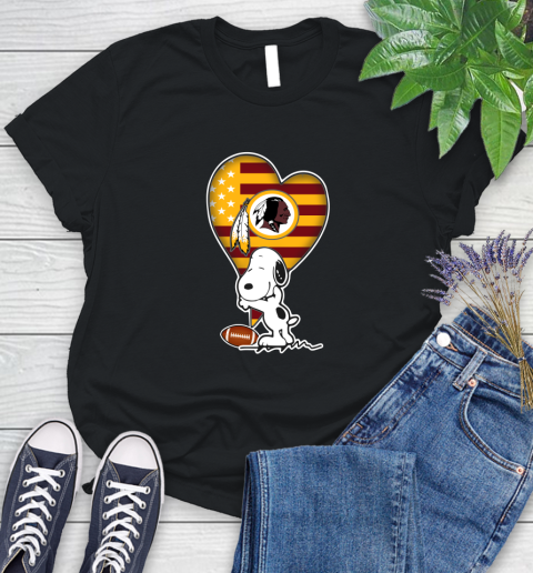 Washington Redskins NFL Football The Peanuts Movie Adorable Snoopy Women's T-Shirt 2