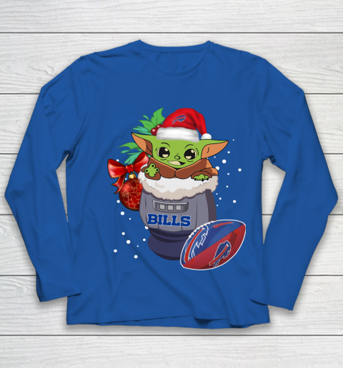 Buffalo Bills Christmas Baby Yoda Star Wars Funny Happy NFL Youth Long Sleeve 9