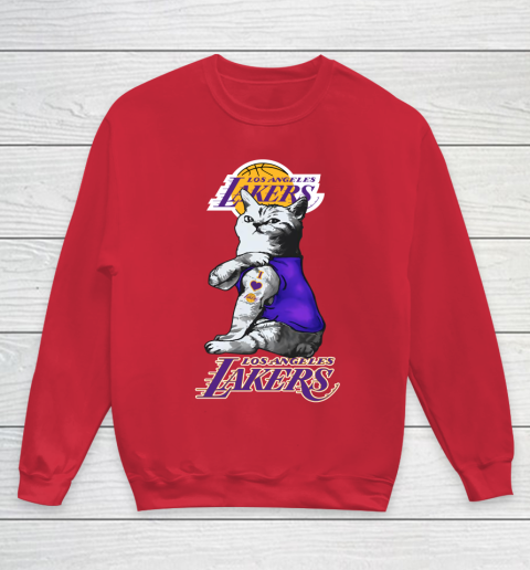 NBA Basketball My Cat Loves Los Angeles Lakers Youth Sweatshirt 7