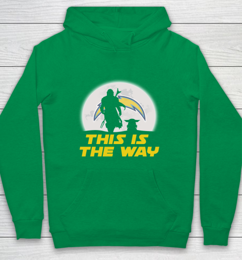 Los Angeles Chargers NFL Football Star Wars Yoda And Mandalorian This Is The Way Youth Hoodie 4
