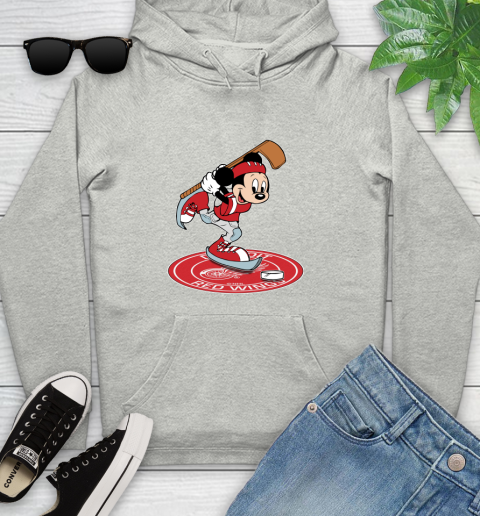 NHL Hockey Detroit Red Wings Cheerful Mickey Disney Shirt Youth Hoodie 2