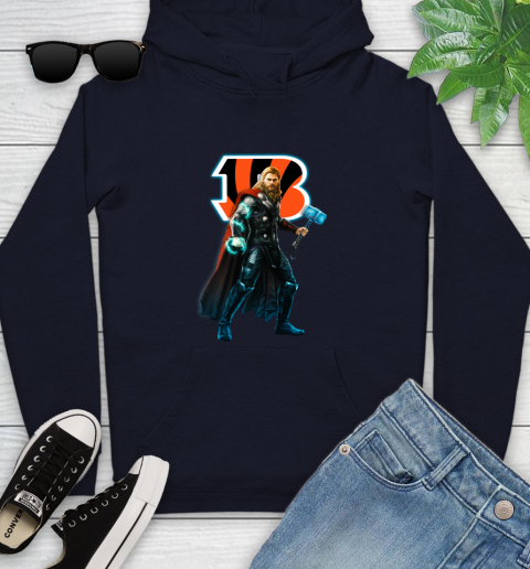 NFL Thor Avengers Endgame Football Cincinnati Bengals Youth Hoodie 4