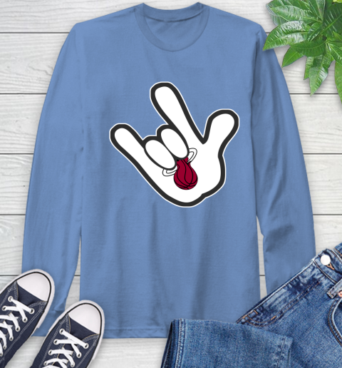Miami Heat NBA Basketball Mickey Rock Hand Disney Long Sleeve T-Shirt 11