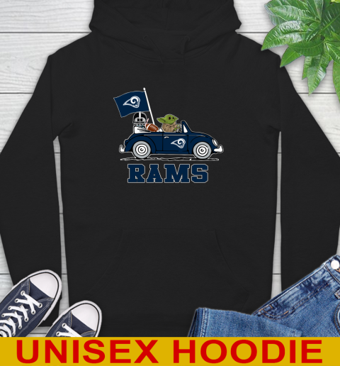NFL Football Los Angeles Rams Darth Vader Baby Yoda Driving Star Wars Shirt Hoodie 2