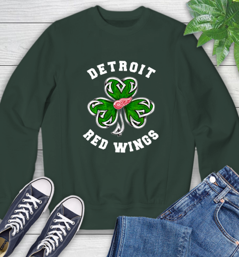 NHL Detroit Red Wings Three Leaf Clover St Patrick's Day Hockey Sports Sweatshirt 12