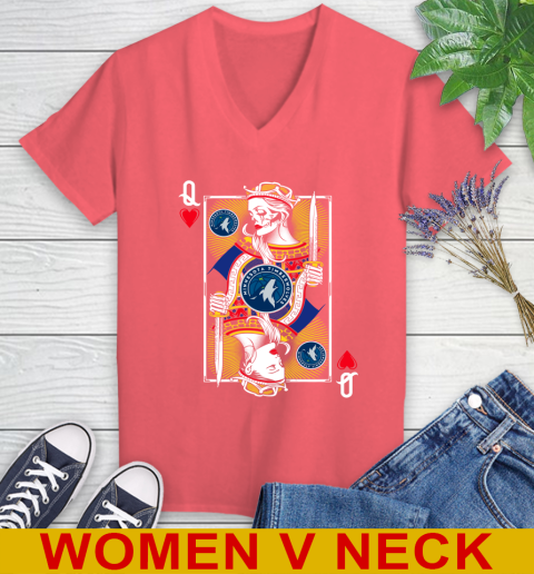 NBA Basketball Minnesota Timberwolves The Queen Of Hearts Card Shirt Women's V-Neck T-Shirt 6