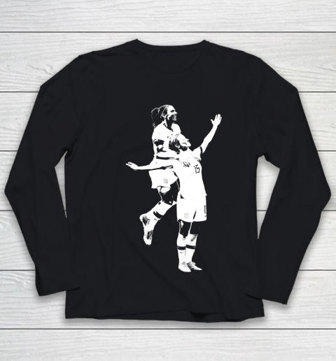 Megan Rapinoe and Alex Morgan Victory Pose  The White Stencil Youth Long Sleeve