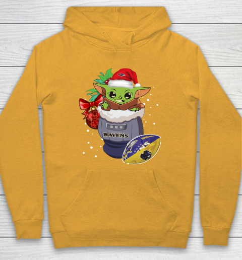 Baltimore Ravens Christmas Baby Yoda Star Wars Funny Happy NFL Hoodie 3