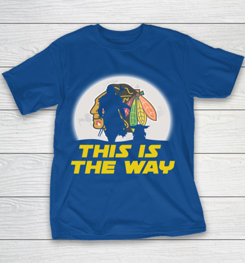 Chicago Blackhawks NHL Ice Hockey Star Wars Yoda And Mandalorian This Is The Way Youth T-Shirt 6