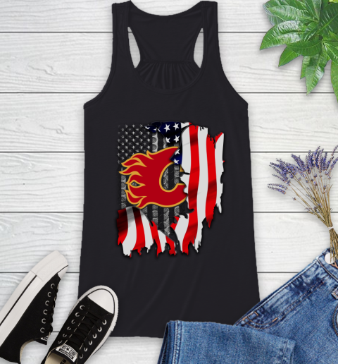 Calgary Flames NHL Hockey American Flag Racerback Tank