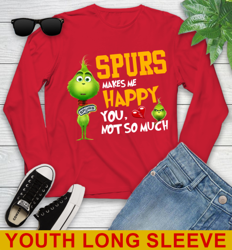 NBA San Antonio Spurs Makes Me Happy You Not So Much Grinch Basketball Sports Youth Long Sleeve 11