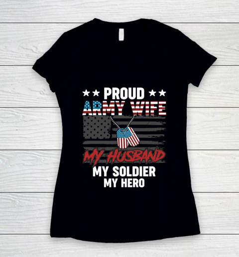 Veteran Shirt Proud Army Wife Women's V-Neck T-Shirt