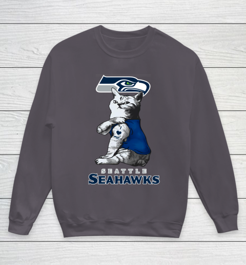 NFL Football My Cat Loves Seattle Seahawks Youth Sweatshirt 5