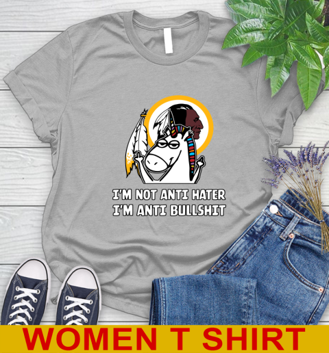 Washington Redskins NFL Football Unicorn I'm Not Anti Hater I'm Anti Bullshit Women's T-Shirt 5