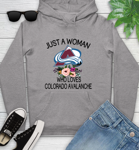 NHL Just A Woman Who Loves Colorado Avalanche Hockey Sports Youth Hoodie 4
