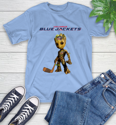Columbus Blue Jackets NHL Hockey Groot Marvel Guardians Of The Galaxy T-Shirt 11
