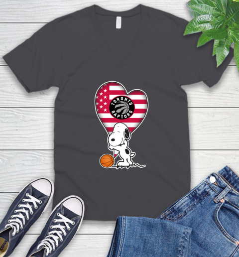 Toronto Raptors NBA Basketball The Peanuts Movie Adorable Snoopy V-Neck T-Shirt 5