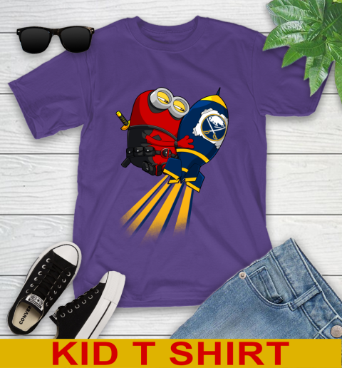 NHL Hockey Buffalo Sabres Deadpool Minion Marvel Shirt Youth T-Shirt 3