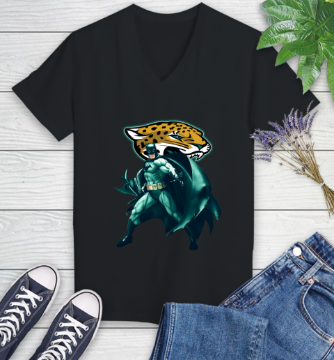 NFL Batman Football Sports Jacksonville Jaguars Women's V-Neck T-Shirt 2