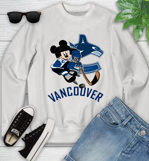 NHL Vancouver Canucks Mickey Mouse Disney Hockey T Shirt Youth Sweatshirt