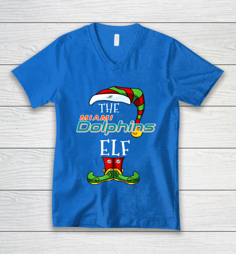 Miami Dolphins Christmas ELF Funny NFL V-Neck T-Shirt 5