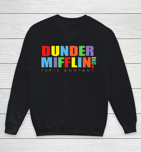 The Office Dunder Mifflin Rainbow Letters Youth Sweatshirt