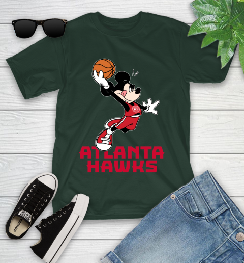 NBA Basketball Atlanta Hawks Cheerful Mickey Mouse Shirt Youth T-Shirt 5