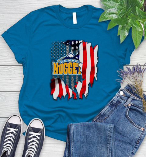 Denver Nuggets NBA Basketball American Flag Women's T-Shirt 10
