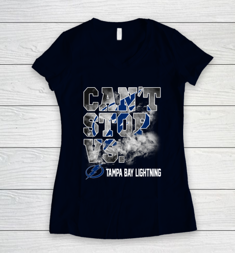 NHL Tampa Bay Lightning Hockey Can't Stop Vs Women's V-Neck T-Shirt 2