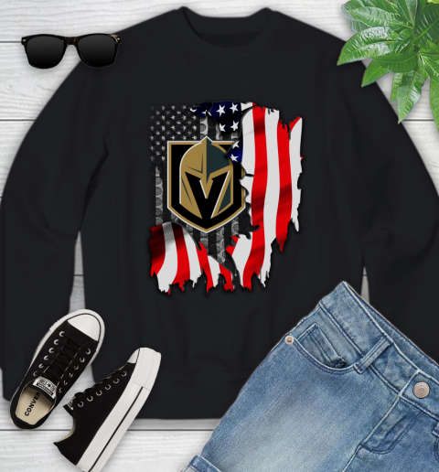 Vegas Golden Knights NHL Hockey American Flag Youth Sweatshirt