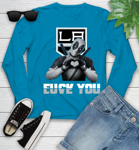 NHL Los Angeles Kings Deadpool Love You Fuck You Hockey Sports Youth Long Sleeve 8