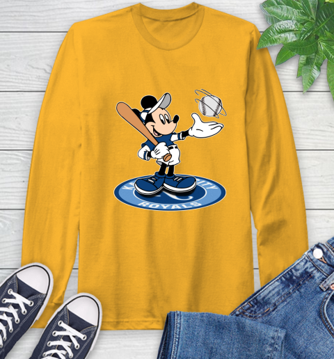 MLB Baseball Kansas City Royals Cheerful Mickey Disney Shirt Long Sleeve T-Shirt 3