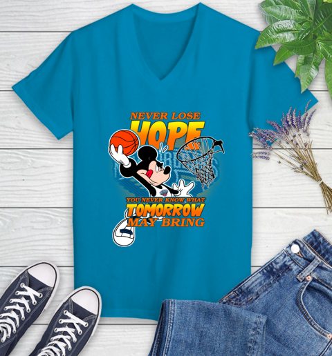 New Orleans Pelicans NBA Basketball Mickey Disney Never Lose Hope Women's V-Neck T-Shirt 7