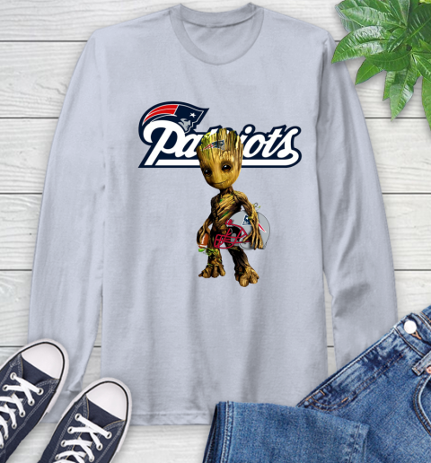 New England Patriots NFL Football Groot Marvel Guardians Of The Galaxy Long Sleeve T-Shirt 6