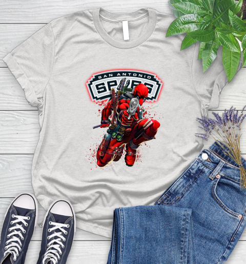NBA Deadpool Marvel Comics Sports Basketball San Antonio Spurs Women's T-Shirt
