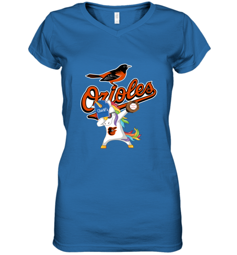 Hip Hop Dabbing Unicorn Flippin Love Baltimore Orioles Women's V-Neck T-Shirt