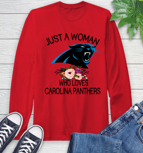 NFL Just A Woman Who Loves Carolina Panthers Football Sports Long Sleeve T-Shirt 9