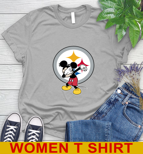 Pittsburgh Steelers NFL Football Dabbing Mickey Disney Sports Women's T-Shirt 5