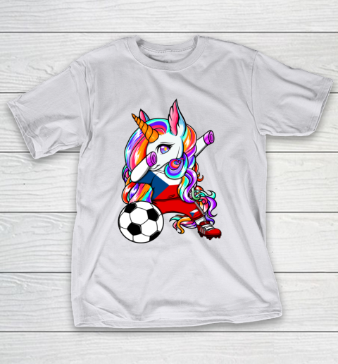 Dabbing Unicorn Czech Republic Soccer Fans Jersey Football T-Shirt 12
