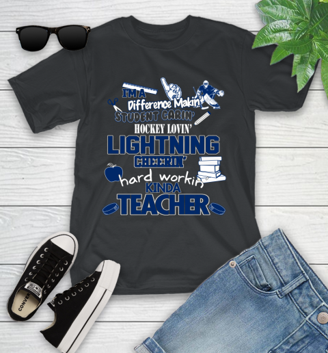 Tampa Bay Lightning NHL I'm A Difference Making Student Caring Hockey Loving Kinda Teacher Youth T-Shirt