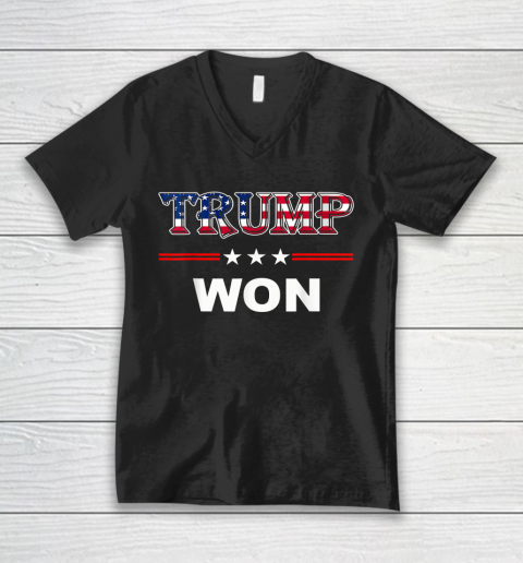 Trump Won T Shirt 4th of July American Flag V-Neck T-Shirt
