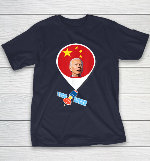 Chinese Spy Balloon Funny Surveillance Joe Biden China Flag Youth T-Shirt 2