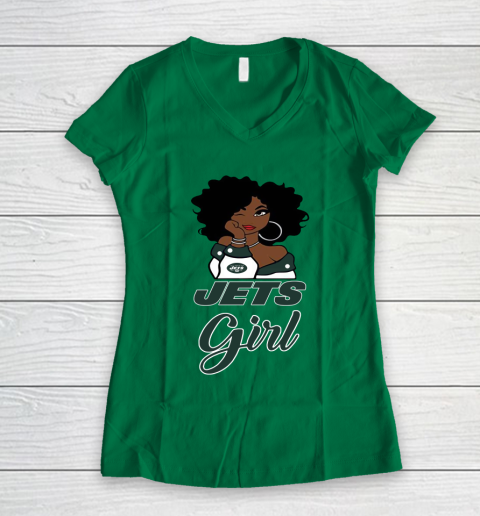 New York Jets Girl NFL Women's V-Neck T-Shirt 5