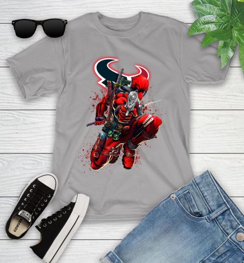NFL Deadpool Marvel Comics Sports Football Houston Texans Youth T-Shirt 4