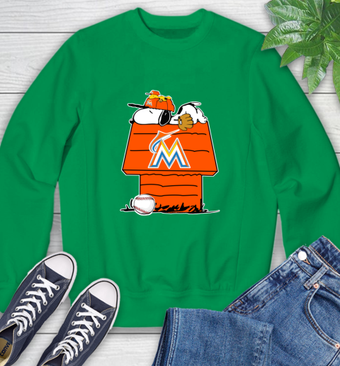 MLB Miami Marlins Snoopy Woodstock The Peanuts Movie Baseball T Shirt Sweatshirt 6