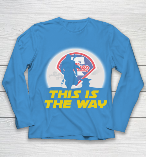 Philadelphia Phillies MLB Baseball Star Wars Yoda And Mandalorian This Is The Way Youth Long Sleeve 5